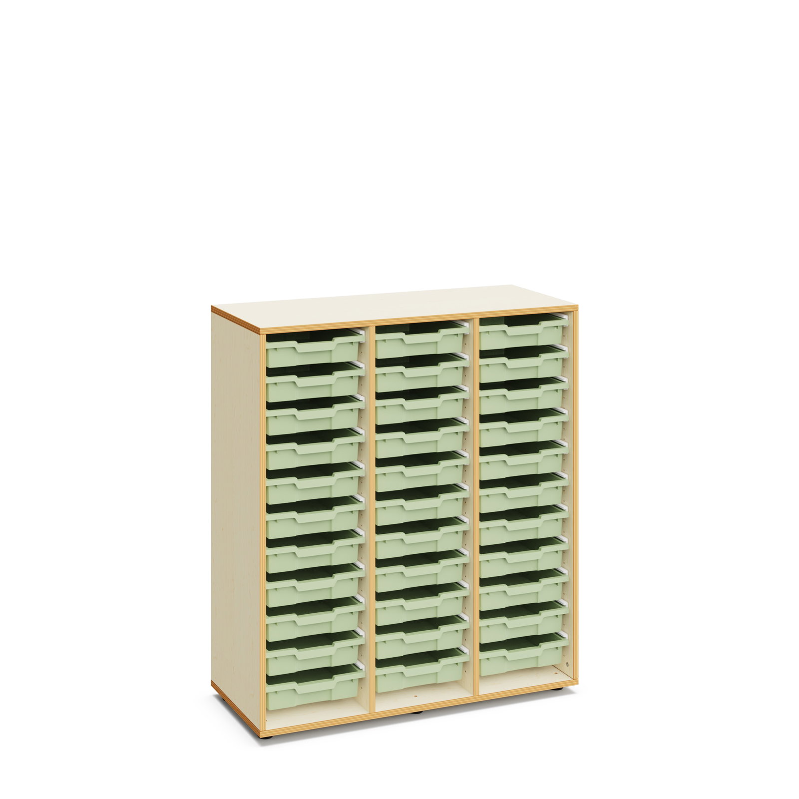 Regal "Sophie" mit 33 flachen Kunststoffboxen
