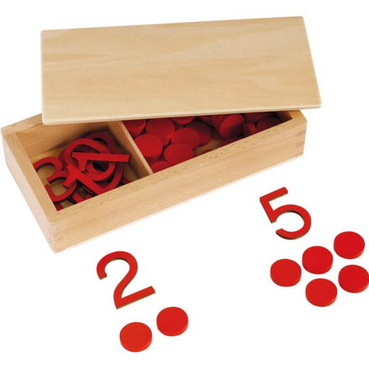 121068_1 Montessori Ziffern und Chips in Holzbox - 121068 1