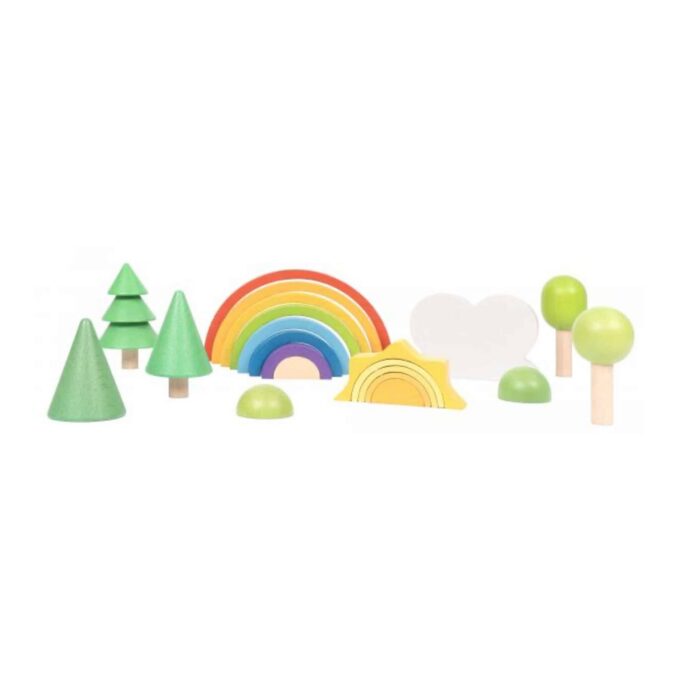 Holzfiguren „Regenbogen mit Sonne und Bäumchen“ 21tlg. - 400 39