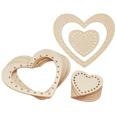 Holzanhänger "Fädelherz" 6er Set