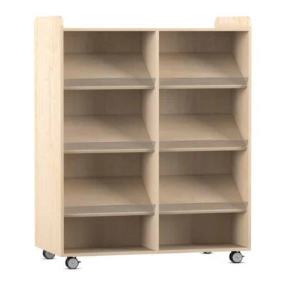 Flexeo® Bücherwagen, beidseitig je 6 Schrägablagen