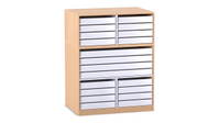 Flexeo® Papier- und Bilderschrank, 16 kleine Auszüge, 4 große Auszüge mittig – Bild 10