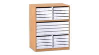 Flexeo® Papier- und Bilderschrank, 16 kleine Auszüge, 4 große Auszüge mittig – Bild 12