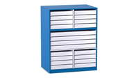 Flexeo® Papier- und Bilderschrank, 16 kleine Auszüge, 4 große Auszüge mittig – Bild 22