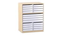 Flexeo® Papier- und Bilderschrank, 16 kleine Auszüge, 4 große Auszüge mittig – Bild 28