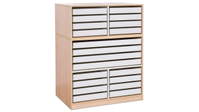 Flexeo® Papier- und Bilderschrank, 16 kleine Auszüge, 4 große Auszüge mittig – Bild 26