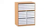 Flexeo® Papier- und Bilderschrank, 16 kleine Auszüge, 4 große Auszüge oben – Bild 12