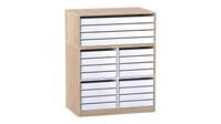 Flexeo® Papier- und Bilderschrank, 16 kleine Auszüge, 4 große Auszüge oben – Bild 9