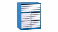 Flexeo® Papier- und Bilderschrank, 16 kleine Auszüge, 4 große Auszüge oben – Bild 22