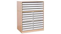 Flexeo® Papier- und Bilderschrank, 16 kleine Auszüge, 4 große Auszüge oben – Bild 28