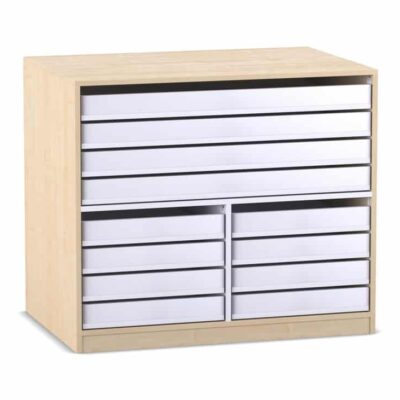 Flexeo® Papier- und Bilderschrank, 4 große, 8 kleine Auszüge