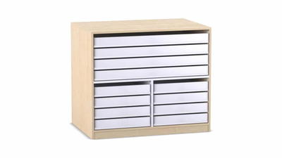 Flexeo® Papier- und Bilderschrank, 4 große, 8 kleine Auszüge
