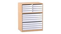 Flexeo® Papier- und Bilderschrank, 8 große Auszüge, 8 kleine Auszüge oben – Bild 22