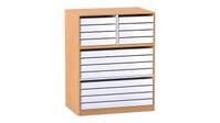 Flexeo® Papier- und Bilderschrank, 8 große Auszüge, 8 kleine Auszüge oben – Bild 20