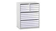 Flexeo® Papier- und Bilderschrank, 8 große Auszüge, 8 kleine Auszüge oben – Bild 9