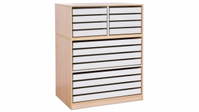 Flexeo® Papier- und Bilderschrank, 8 große Auszüge, 8 kleine Auszüge oben – Bild 28