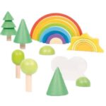 Holzfiguren „Regenbogen mit Sonne und Bäumchen“ 21tlg. - Holzfiguren Regenbogen mit Sonne und Bäumchen 22tlg.