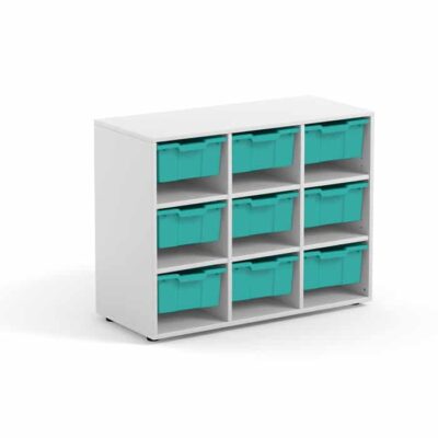 Regal Merit mit 9 hohen Kunststoffschüben