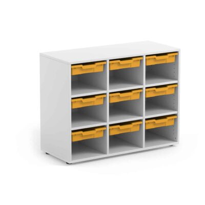 Regal Merit mit 9 flachen Kunststoffschüben