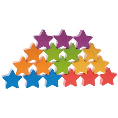 Holzbausteine "Regenbogen Sterne" 18tlg.