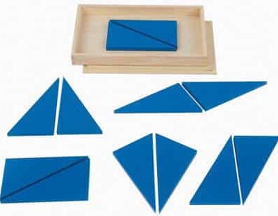 Konstruktive blaue Dreiecke zur Flächengeometrie nach Maria Montessori