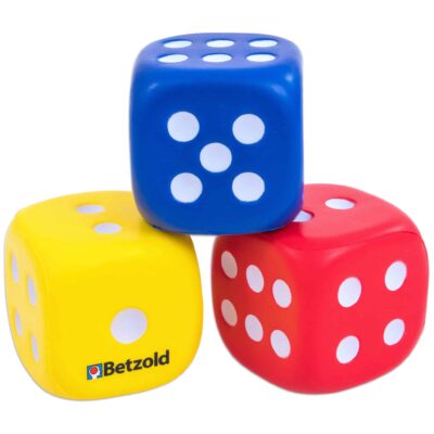 Augenwürfel aus Schaumstoff, 3 Stück (rot, blau, gelb)