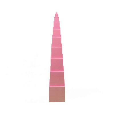 Montessori Würfelturm in Rosa mit 10 Würfeln