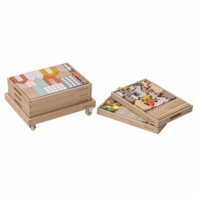 Spielwelt-Bausteinwagen mit 5 Fächern