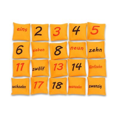 Zahlen auf Bohnensäckchen