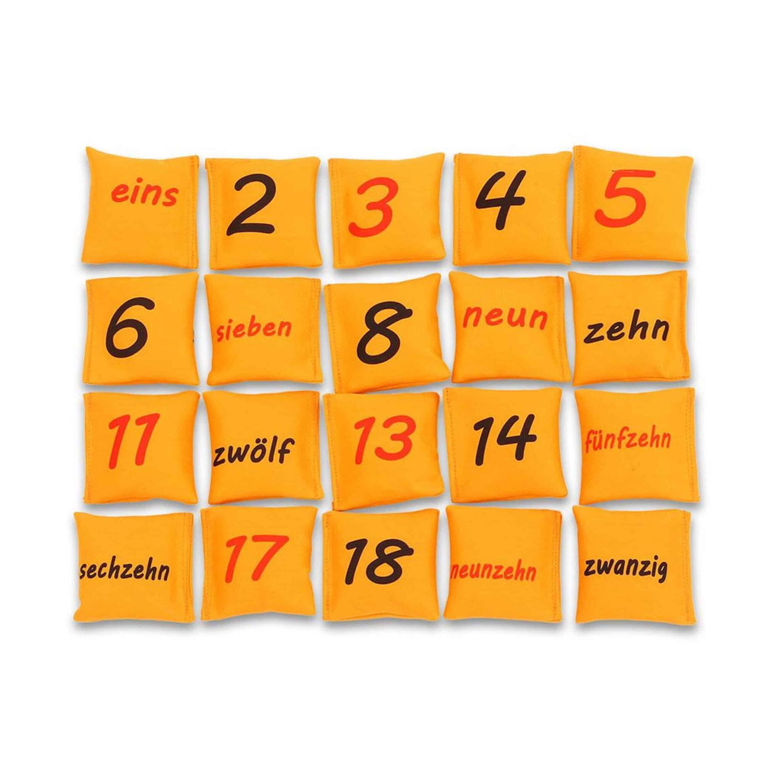 Zahlen auf Bohnensäckchen