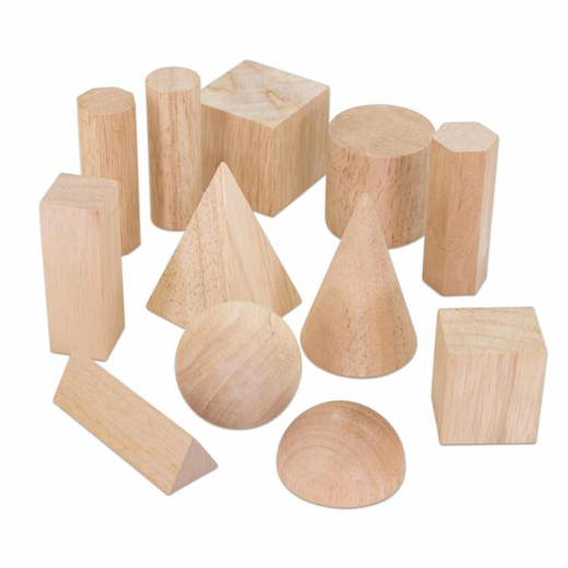 E_89022_a Geometriekörper aus Holz, 12 Stück - E 89022 a