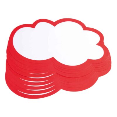 Moderationswolken, 20 Stück, 25 x 45 cm, weiß/rot