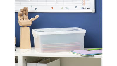 Aufbewahrungsbox, 16 x 39,5 x 27,5 cm, DIN A4, weiß-transparent, aus treeNside-Material