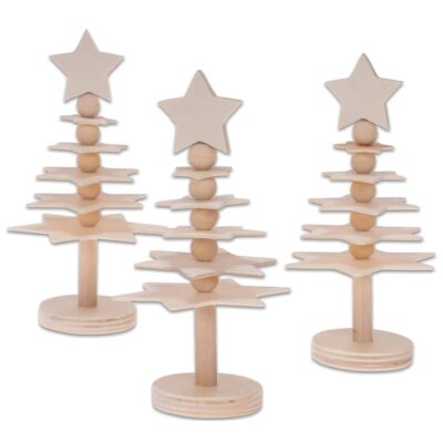 Holz-Bastelset "Kleiner Sternenbaum" 3er Set