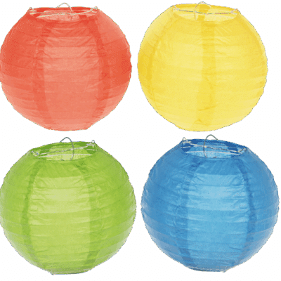 Papierlampions "Rund Grundfarben" 4er Set