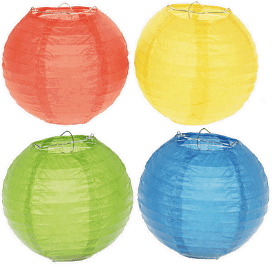 Papierlampions „Rund Grundfarben“ 4er Set