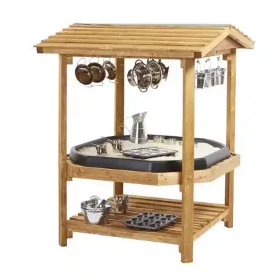 Tuff Tray Spieltisch mit Dach aus Holz