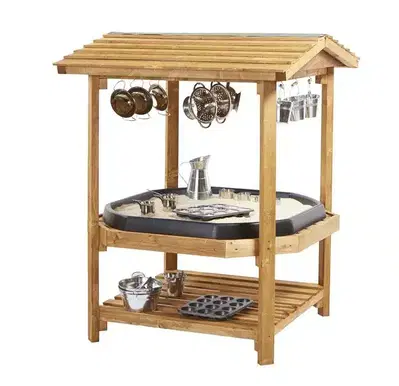 Tuff Tray Spieltisch mit Dach aus Holz