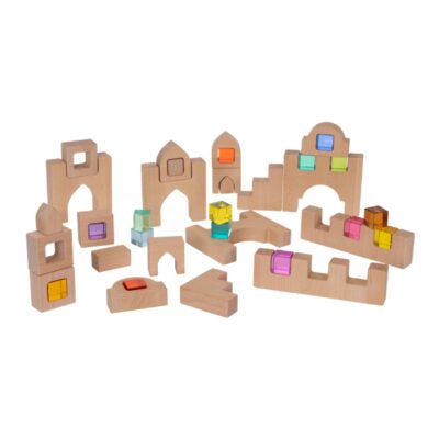 Holzbaukasten "Regenbogen Stadt" Acryl (37tlg.)