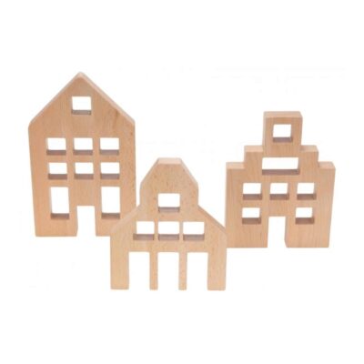 Holzrahmen "Häuser für Acrylwürfel" 3er Set