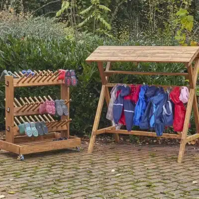 Mobiles Garderoben- & Stiefelregal – Kombi-Set für Kinder