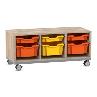 Flexeo Regal PRO, Stahlrahmen, 3 Reihen, je 3 Boxen Gr. S und M