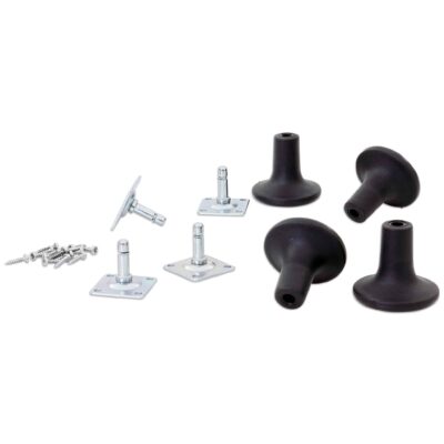 Flexeo® Satz mit 4 Stellfüßen auf Metallplatte inkl. Schrauben