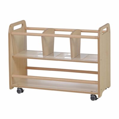 Mobiles Regal mit transparenten Seitenwänden