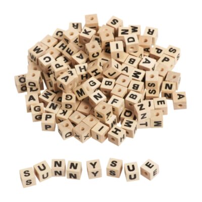 Holzperlen „Buchstabenwürfel“, 300-tlg.