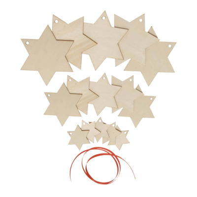 Holzanhänger „Weihnachtsstern in 3 Größen“, 15tlg.