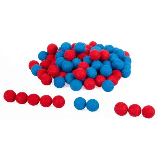 500-91 Filzkugeln „Rot + Blau“ 100tlg. - 500 91