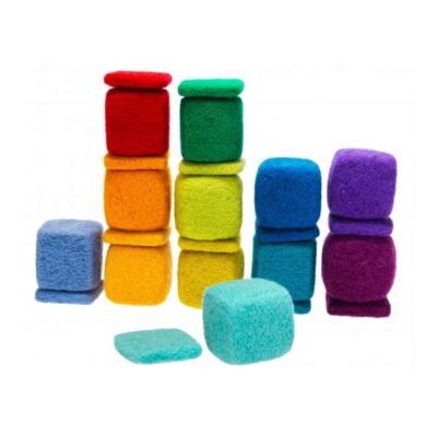 Filzbausteine "Regenbogen Würfel" 24tlg.