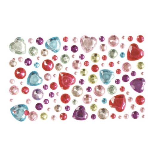 600-19 Glitzersteine zum Aufkleben „Herzen in Pastell“, 105tlg. - 600 19