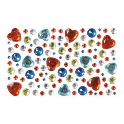 Glitzersteine zum Aufkleben „Rote Herzen und mehr“, 105tlg.